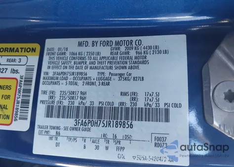 2018 Ford Fusion Se from USA, damaged, VIN 3FA6P0H75JR189856